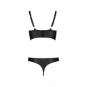 Комплект из эко-кожи с люверсами и ремешками Malwia Bikini black 4XL/5XL - Passion, бра и трусики