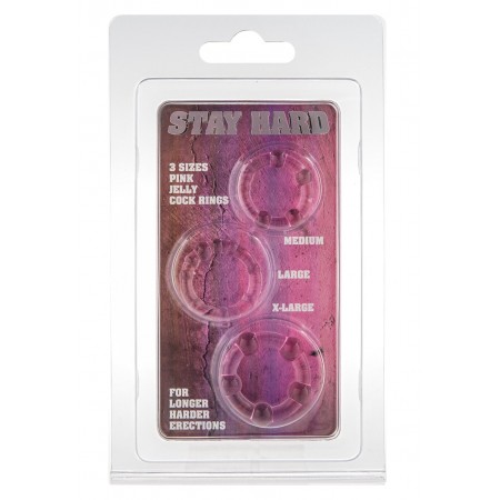 Набір з 3 шт ерекційних кілець STAY HARD-Three Rings Pink