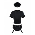 Эротический костюм полицейского Obsessive Police set S/M, black, топ, шорты, кепка, пояс, портупея