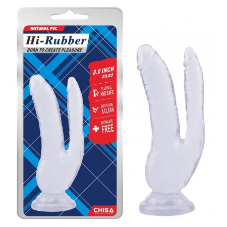 Анально-вагинальный фаллоимитатор на присоске CHISA Hi Rubber - 8.0 Inch Dildo Clear