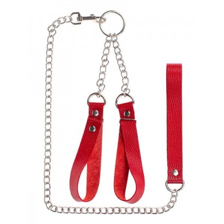 Наручники с поводком Gentle Hold, red