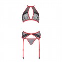 Комплект белья Passion SATARA SET S/M red, топ, пояс для чулок, стринги