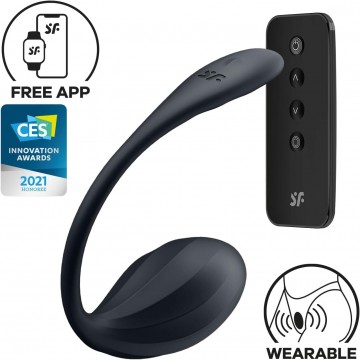 Купить - Смарт-віброяйце Satisfyer Ribbed Petal Connect App Black, керування зі смартфона, пульт ДК