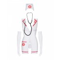 Еротичний костюм медсестри Obsessive Emergency dress S/M, white, сукня, стринги, рукавички, чепчик,