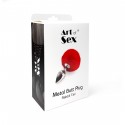 Металева анальна пробка М Art of Sex — Bunny Tails Butt plug, Білий