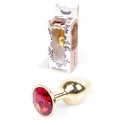 Анальная пробка Boss Series - Jewellery Gold PLUG Red S