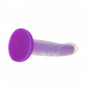 Фалоімітатор, що світиться в темряві, ADDICTION Rave, Glow in the Dark Dildo Purple Confetti, 20.3 см