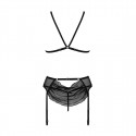 Комплект с открытым доступом Passion DELIENA SET S/M black, лиф, стринги, пояс для чулок