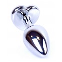 Металева анальна пробка, Silver Heart Red, размер S