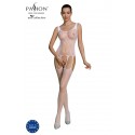 Бодістокінг Passion ECO BS007 white, з доступом, силуетний малюнок, імітація підв’язок