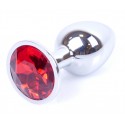 Анальний затор Boss Series - Jewellery Silver PLUG Red S