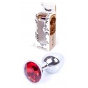 Анальний затор Boss Series - Jewellery Silver PLUG Red S