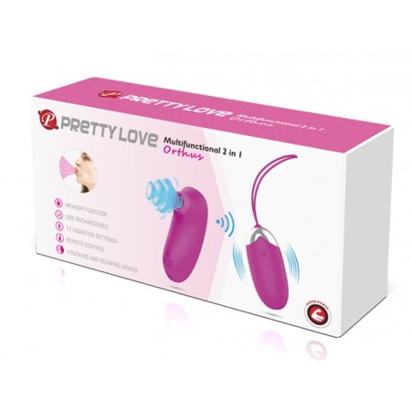 Комплект з віброяйця і вакуумного стимулятора Pretty Love ORTHUS Multifunctional 2in1