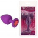 Силиконовая анальная пробка с кристаллом Purple Silicone Ruby, размер S
