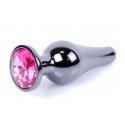 Анальная пробка Boss Series - Jewellery Dark Silver BUTT PLUG Pink