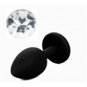 Силиконовая анальная пробка с кристаллом Silicon Black 11, размер S