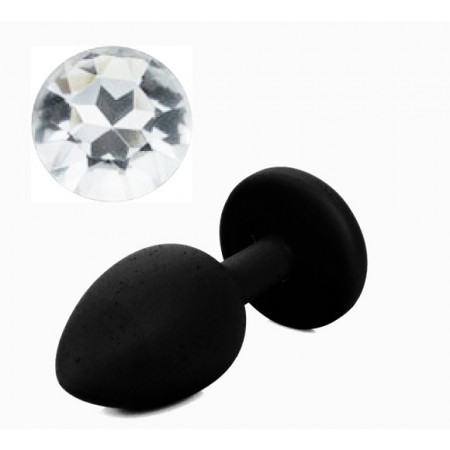 Силиконовая анальная пробка с кристаллом Silicon Black 11, размер S