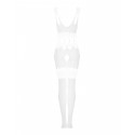 Сетчатый бодистокинг с имитацией топа и шорт Obsessive Bodystocking G330 S/M/L, white, с доступом