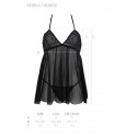 Пеньюар Passion KERRIA CHEMISE black, S/M, кружевной верх, трусики в комплекте