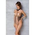 Эротическое боди Passion TRISHA BODY, S/M, beige, с открытыми чашками