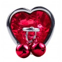 Анальная пробка с кристаллом и колокольчиком Silver Heart RED, Размер M