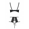 Комплект из эко-кожи Passion Tamaris Set black: бюстгальтер и трусики с перфорацией, размер L/XL