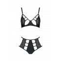Комплект из эко-кожи Passion Tamaris Set black: бюстгальтер и трусики с перфорацией, размер L/XL