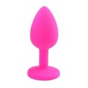Силиконовая анальная пробка с кристаллом Silicon Pink 08, размер S