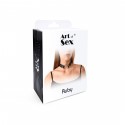 Чокер кольцо с шипами из натуральной кожи Art of Sex - Ruby, Черный