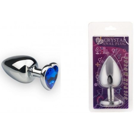 Анальная пробка, Silver Heart Sapphire, L