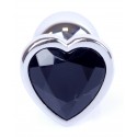 Анальний затор Boss Series - Jewellery Silver Heart PLUG Black S