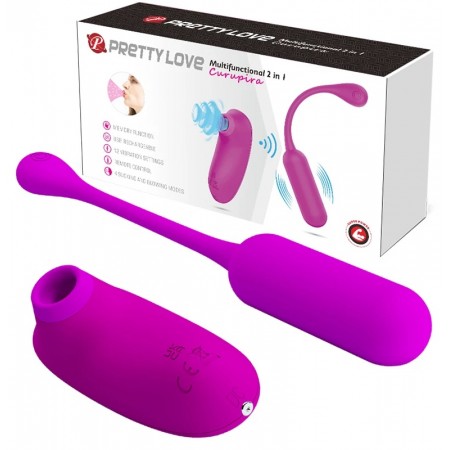 Комплект з віброяйця і вакуумного стимулятора Pretty Love CURUPIRA Multifunctional 2in1