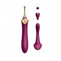 Вагинально-клиторальный вибратор Zalo - Bess Velvet Purple, мультифункциональный с насадками