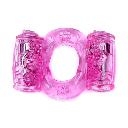 Эрекционное вибро кольцо BOSS Vibrating Cock Ring Double Pink