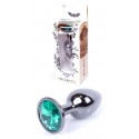 Анальная пробка Boss Series - Jewellery Dark Silver PLUG Green, размер S