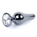 Анальний затор Boss Series - Jewellery Dark Silver BUTT PLUG Clear