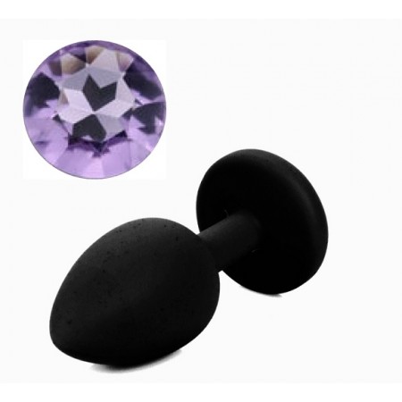 Силіконова анальна пробка з кристалом Silicon Black 05, розмір S