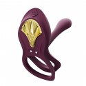 Смартэрекционное кольцо Zalo - BAYEK Velvet Purple, двойное с вводимой частью, пульт ДУ