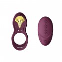 Смартэрекционное кольцо Zalo - BAYEK Velvet Purple, двойное с вводимой частью, пульт ДУ