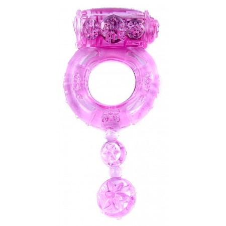 Ерекційне вібро кільце BOSS Vibrating Cock Ring with balls Pink