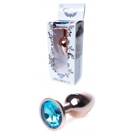 Анальная пробка Boss Series - Jewellery Red Gold PLUG Light Blue S