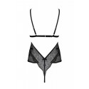 Боді Passion AMBERLY BODY 4XL/5XL black, асиметричний крій, мереживний ліф, золота нитка