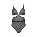 Боді Passion AMBERLY BODY 4XL/5XL black, асиметричний крій, мереживний ліф, золота нитка