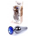 Анальная пробка Boss Series - Jewellery Dark Silver BUTT PLUG Blue