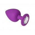 Силиконовая анальная пробка с кристаллом Purple Silicone Diamond, размер S
