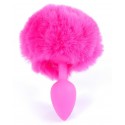 Анальная пробка с хвостом Boss Series - Silicon PLUG Bunny Tail Pink, размер S