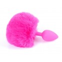Анальная пробка с хвостом Boss Series - Silicon PLUG Bunny Tail Pink, размер S