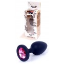 Силиконовая анальная пробка Boss Series - Jewellery Black Silicon PLUG Medium Pink M
