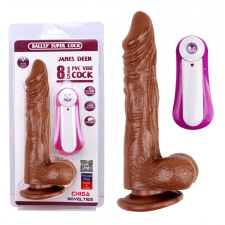 Реалистичный вибратор на присоске GHISA JAMES DEEN 8.5" Vibrating Dildo - Brown