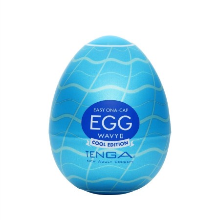 Мастурбатор-яйце Tenga Egg Wavy II Cool з подвійним хвилястим рельєфом та охолоджувальним ефектом